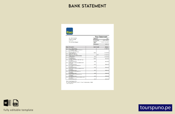 listo para imprimir plantilla de word   extracto bancario de Uruguay Itaú
